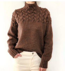 Women's Jumper - Funnel Collar with Textured Knit Design