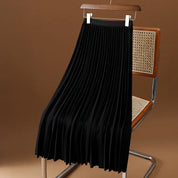 Women's Pleated Midi Skirt - Elastic Waist Detail