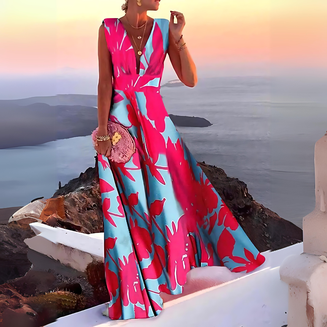 Chic and Elegant Sleeveless Printed Dress for Women