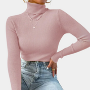 Women's Roll Neck Jumper - Ribbed with Long Sleeves