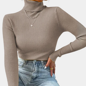 Women's Roll Neck Jumper - Ribbed with Long Sleeves