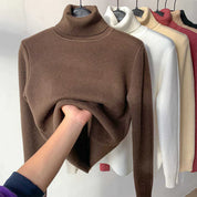 Women's Roll Neck Jumper - Plush Lining