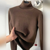 Women's Roll Neck Jumper - Plush Lining