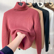 Women's Roll Neck Jumper - Plush Lining