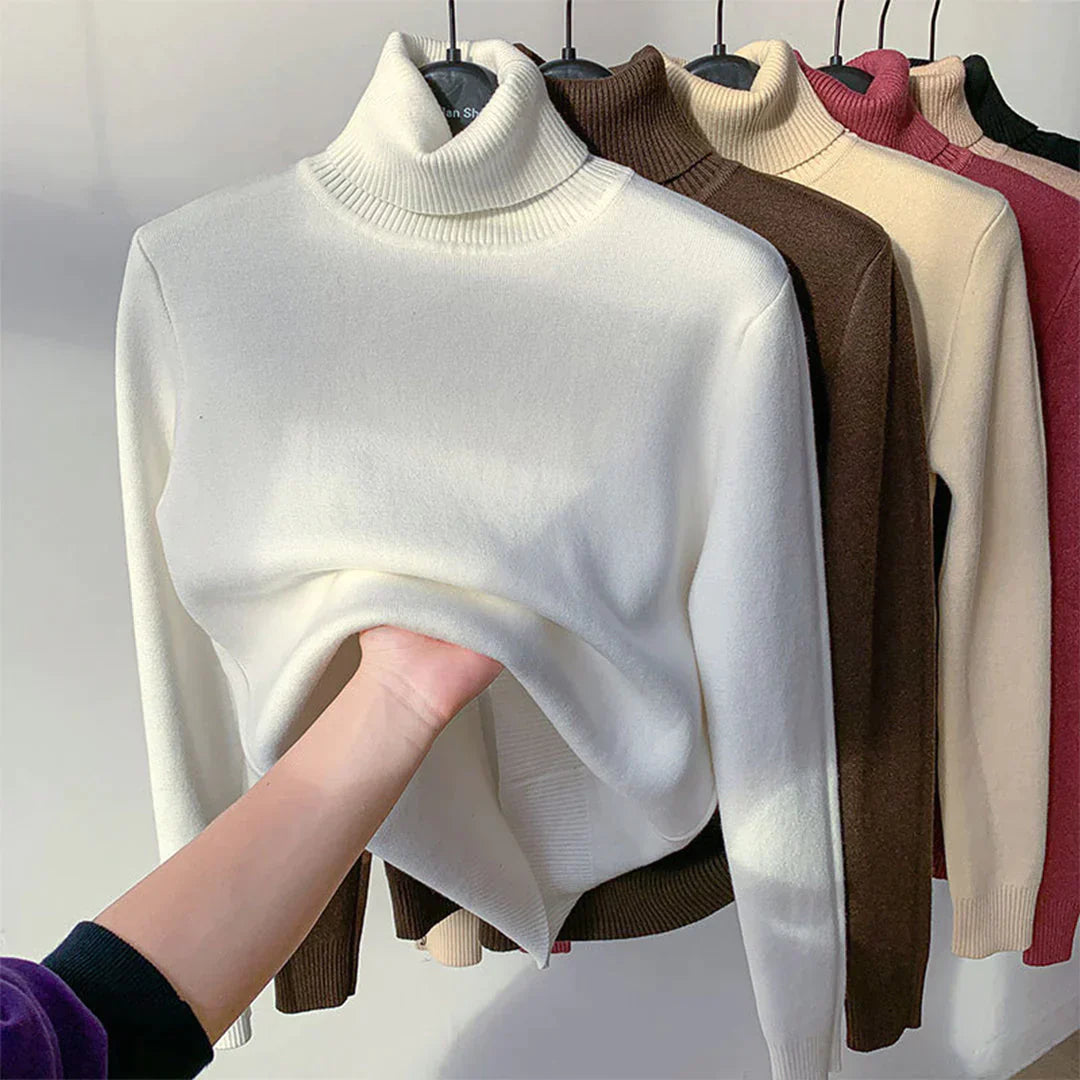 Women's Roll Neck Jumper - Plush Lining