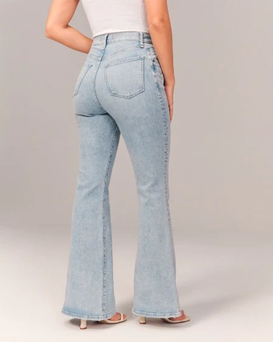 Women's Bell Bottom Flared Jeans - High-Waisted