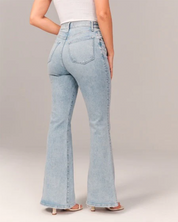 Women's Bell Bottom Flared Jeans - High-Waisted