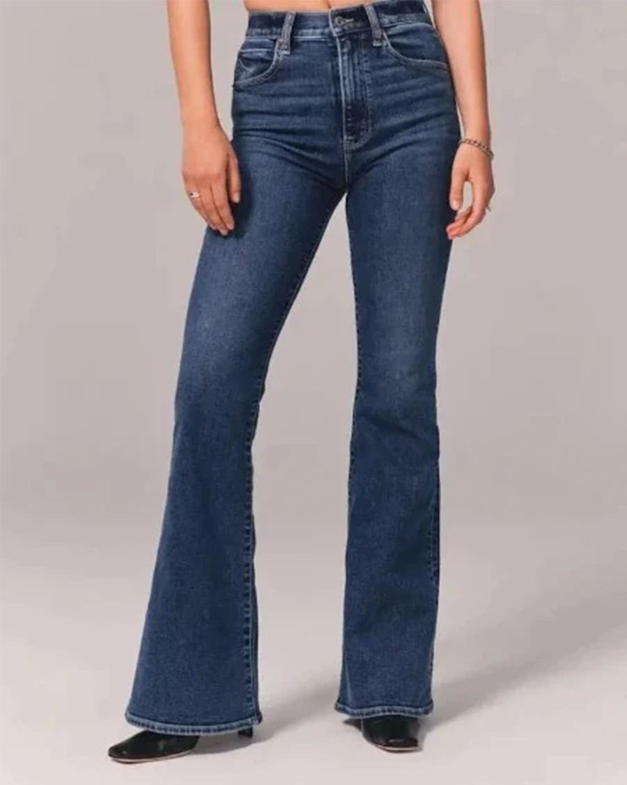 Women's Bell Bottom Flared Jeans - High-Waisted