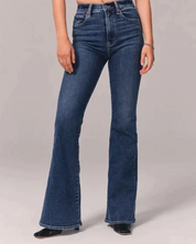 Women's Bell Bottom Flared Jeans - High-Waisted