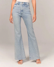 Women's Bell Bottom Flared Jeans - High-Waisted