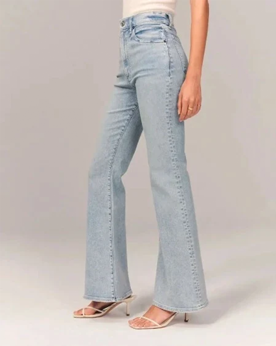 Women's Bell Bottom Flared Jeans - High-Waisted