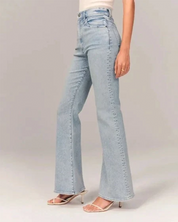 Women's Bell Bottom Flared Jeans - High-Waisted