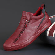 Men's Zip Trainers - Textured Toe Cap with Low-Top Design