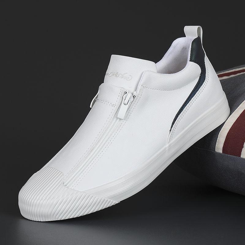 Men's Zip Trainers - Textured Toe Cap with Low-Top Design