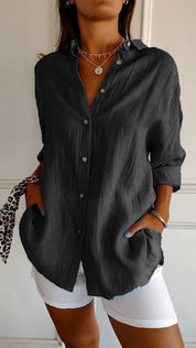 Women's Button-Down Shirt - Lightweight Casual Summer Top
