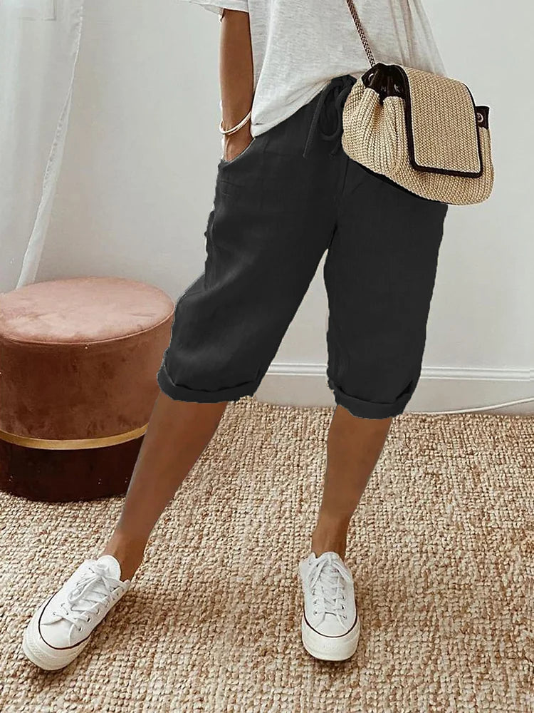 Women's Summer Drawstring Shorts - Lightweight Breathable Casual