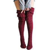 Women's Leg Warmers - Over-the-Knee with Braided Knit