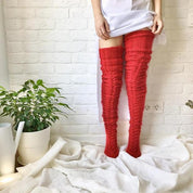 Women's Leg Warmers - Over-the-Knee with Braided Knit