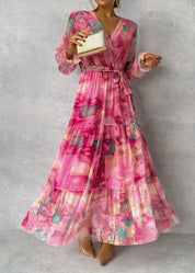 Modern and Casual Pink Long Sleeve Dress for Women