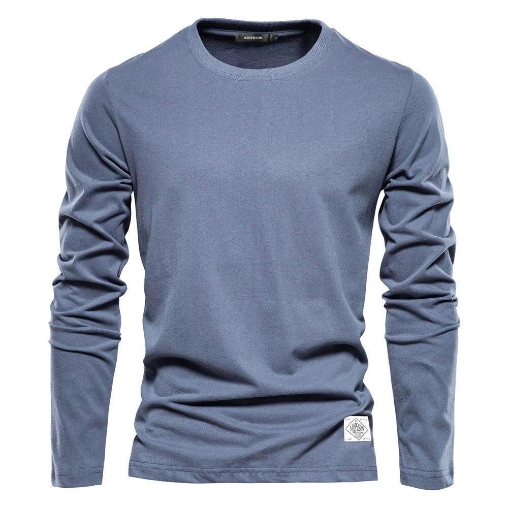 Men's Long Sleeve Top - Solid Crew Neck