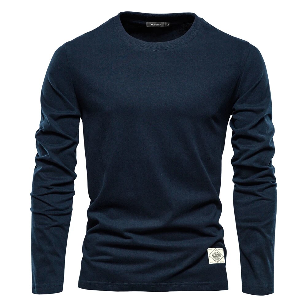 Men's Long Sleeve Top - Solid Crew Neck