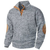 Men's Button Neck Jumper - Pullover Style with Elbow Patches