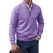 Men's Jumper - Quarter-Zip with Ribbed Cuffs
