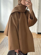 Women's Winter Coat - Relaxed Fit with Scarf