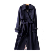 Women's Stylish Long Trench Coat - Double-Breasted Style
