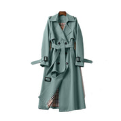 Women's Stylish Long Trench Coat - Double-Breasted Style