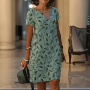 Stylish and Casual V-Neck Printed Dress for Women