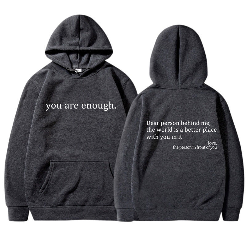 Unisex Pullover Hoodie - Slogan Print with Kangaroo Pocket