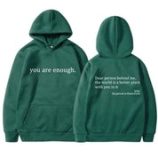Unisex Pullover Hoodie - Slogan Print with Kangaroo Pocket