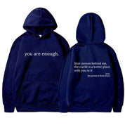 Unisex Pullover Hoodie - Slogan Print with Kangaroo Pocket