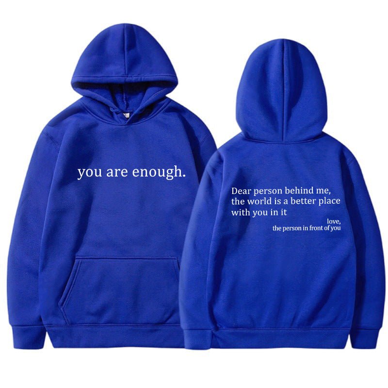 Unisex Pullover Hoodie - Slogan Print with Kangaroo Pocket
