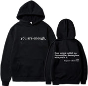 Unisex Pullover Hoodie - Slogan Print with Kangaroo Pocket