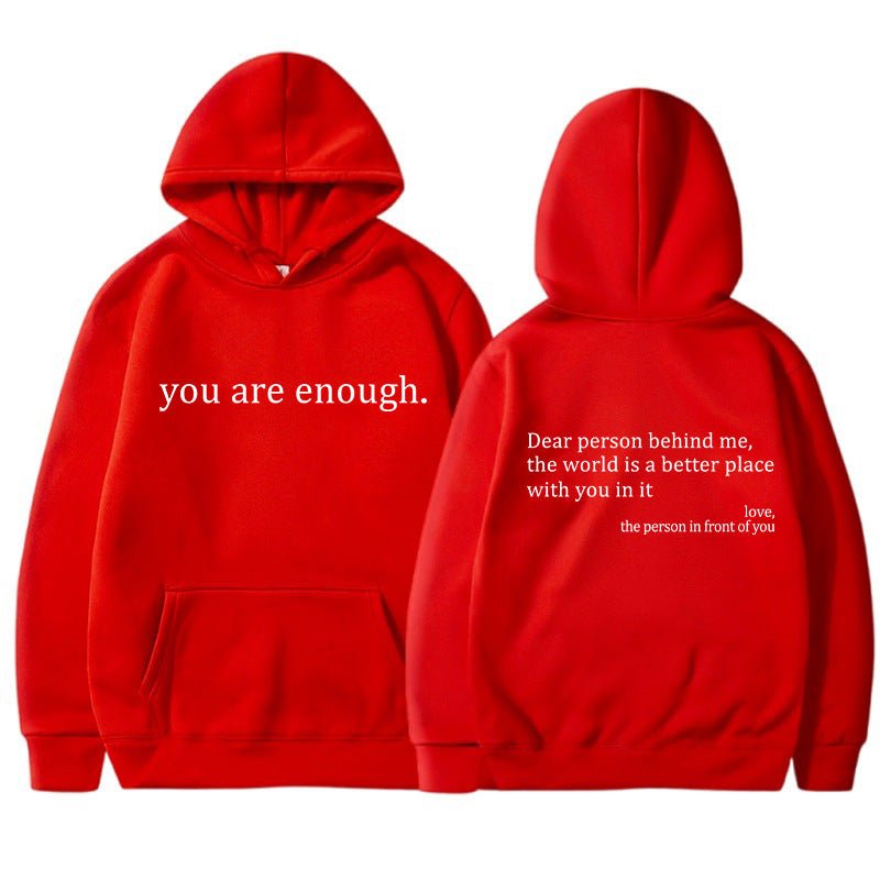 Unisex Pullover Hoodie - Slogan Print with Kangaroo Pocket