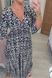 Elegant and Stylish Printed V-Neck Dress for Women