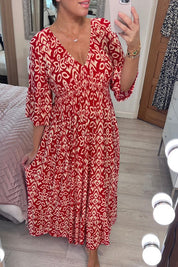 Elegant and Stylish Printed V-Neck Dress for Women