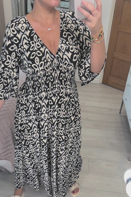 Elegant and Stylish Printed V-Neck Dress for Women
