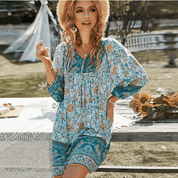 Stylish and Flowy Boho-Inspired Printed Dress for Women