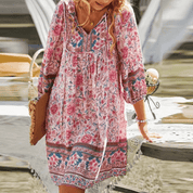 Stylish and Flowy Boho-Inspired Printed Dress for Women