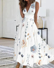 Chic and Casual Floral V-Neck Dress for Women