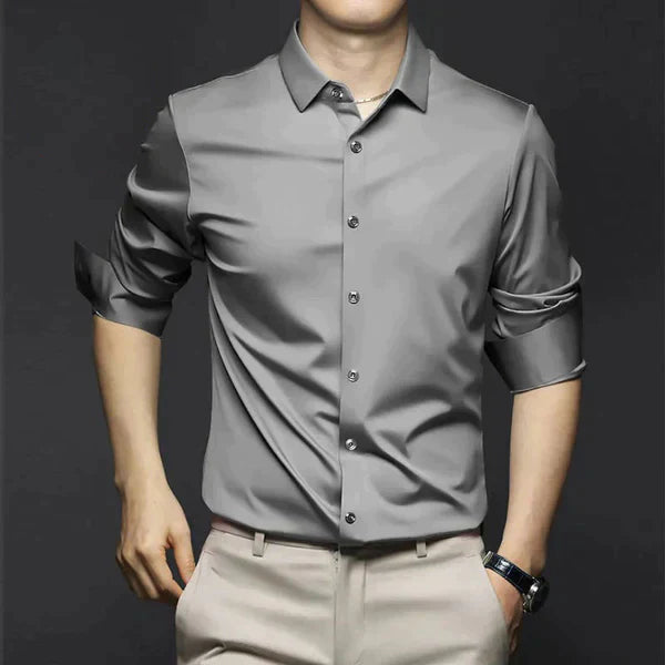 Men's Button-Up Shirt - Long-Sleeved with Point Collar