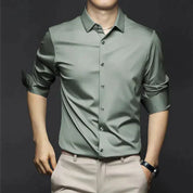Men's Button-Up Shirt - Long-Sleeved with Point Collar