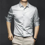 Men's Button-Up Shirt - Long-Sleeved with Point Collar