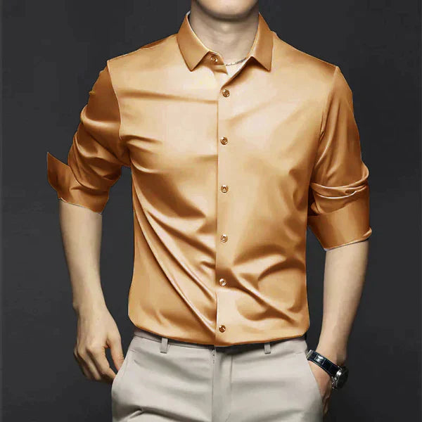 Men's Button-Up Shirt - Long-Sleeved with Point Collar