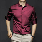 Men's Button-Up Shirt - Long-Sleeved with Point Collar