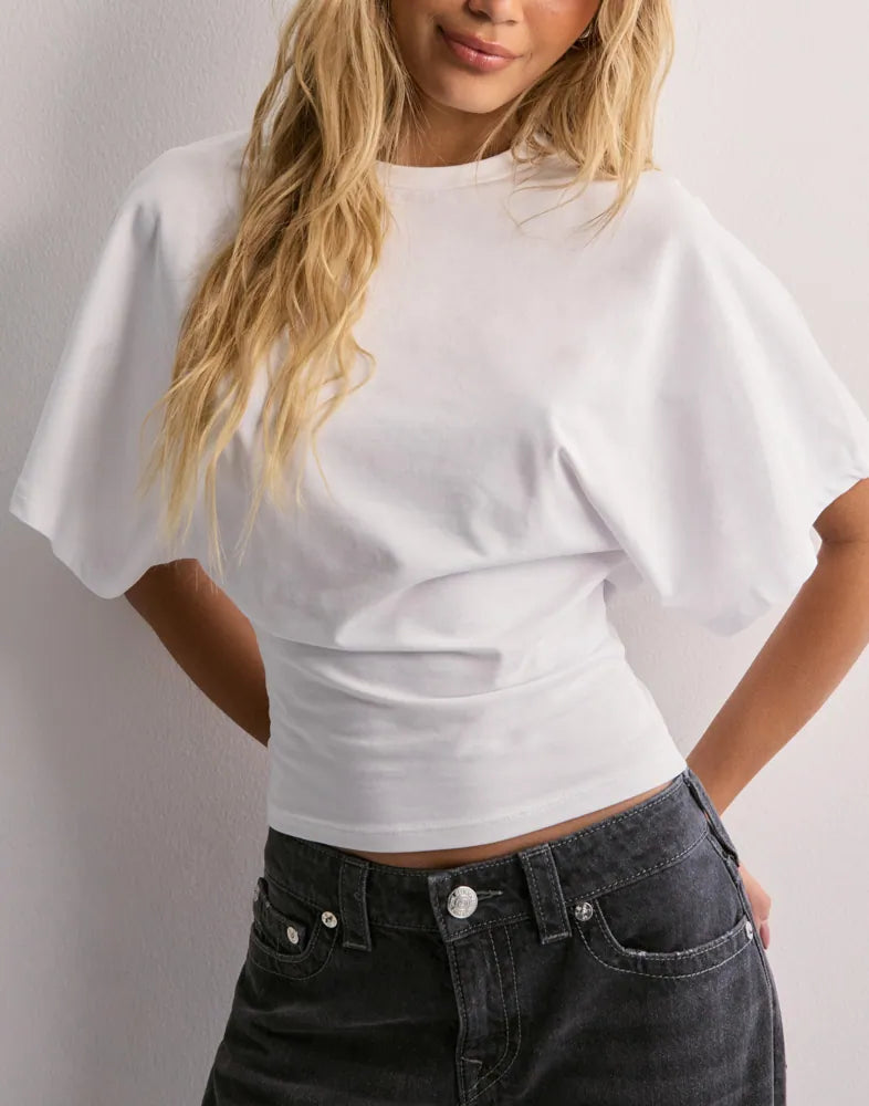 Women's Wide Sleeve T-shirt - Trendy & Fitted Waist