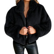 Women's Cosy Faux Fur Jacket - High Collar for Winter